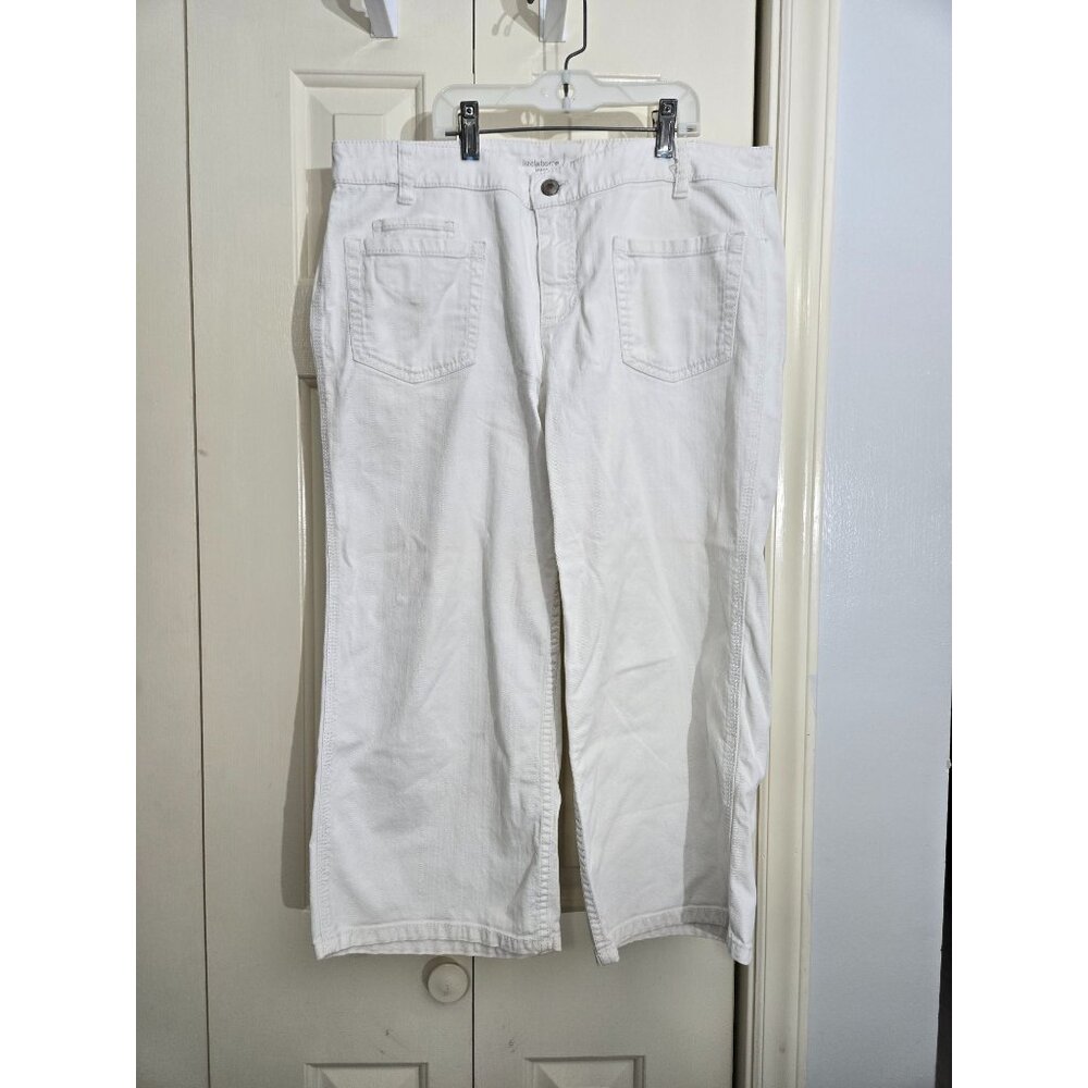 Liz Claiborne Womens White Wide Leg Jeans Size 12 Cotton Blend Casual Pants